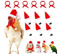 12pcs Christmas Pet Chicken Hat Scarf Set, Christmas Animal Hat Mini Santa Hat Christmas Pet Hat Scarf for Hen Duck Hamster Guinea Pig Parrot Christmas Cosplay Costume