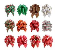 12Pcs Christmas Pull Bows - Butterfly Xmas Flower Gift Wrapping Pull Bow for Wrapping, Festival,Wedding Decorations,Gift Baskets and Birthday Packaging - Mixed Colors with Christmas Theme (Christmas)