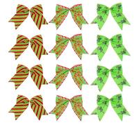 12Pcs Christmas Red Green Bows Decorations,Candy Bow,6 Inch Large Xmas Glitter Dot Polyester Ribbons Wreath Bow,for Home Indoor Fence Door Railing Fireplace Garden Party Stairs Wedding Decor