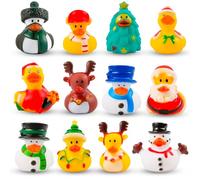 12pcs Christmas Rubber Ducks, Assorted Cute Bath Toys, Holiday Decorations for Celebrations Party Supplies