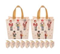 12pcs Christmas Season Nutcracker Paper Party Favor Bags with Handles | Reusable Paper, 3d Format, Reinforced Edges, for Small, Candies, Teachers and Party Hosts
