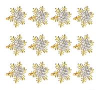 12Pcs Christmas Snowflake Napkin For Rings For Table Setting Wedding Decor Napkin For Rings For Festive Holiday Dinners And Parties(Gold)