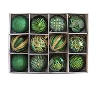 12Pcs Christmas Tree Ball Ornaments 2.4inch Festive Baubles Holiday Decorations for Wedding Party Bridal Shower Home Garden Christmas Tree Hanging Decor PET Material Xmas Ornament(Green)