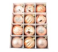 12Pcs Christmas Tree Ball Ornaments 2.4inch Festive Baubles Holiday Decorations for Wedding Party Bridal Shower Home Garden Christmas Tree Hanging Decor PET Material Xmas Ornament(gold)