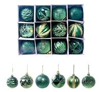 12pcs Christmas Tree Baubles, Christmas Balls Decoration Christmas Tree Pendants Gifts (Green)