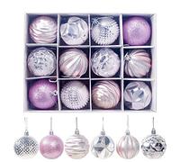 12pcs Christmas Tree Baubles, Christmas Balls Decoration Christmas Tree Pendants Gifts (Pink)