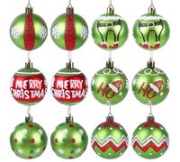 12pcs Christmas Tree Baubles Red and Green Christmas Balls Decoration 2.4 Inch Shatterproof Hanging Balls Ornaments for Xmas Festival Party Wedding