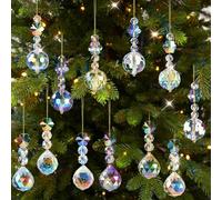 12PCS Christmas Tree Crystal Balls Ornaments, Glass Baubles Rainbow Prism Balls Suncatcher Ornaments, Baubles Christmas Decorations Multicolor Hanging Pendants for Xmas Tree Hanging Wedding Home Decor