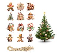 12Pcs Christmas Tree Decorations,Gingerbread Christmas Decorations,Gingerbread Man with Strings,Xmas House Gizmo Hanging Ornaments,Christma Themed Kit,Candy Cane Festive Decoration for Indoor Ornament
