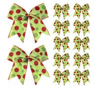 12Pcs Christmas Tree Decorations, Large Dot Red Green Bows Decorations, Bows Christmas Wreaths Ornaments Xmas for Christmas Tree Topper, Gift DIY Wreath Craft Accessories (5.9inch Christmas Bows)