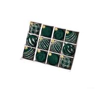 12Pcs Christmas Tree Ornament Set with Hollow Velvet Design Plastic Balls for Seasonal Holiday Decor and Celebrations (green)