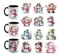 12pcs Christmas Winter Snowman Tree UV DTF Cup Wraps Transfer Waterproof Sticker for Glass Cups Furniture Craft DIY Crafts，Rub on Transfer Stickers for DIY Water Bottle Laptop Decal Wood Car