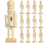 12Pcs Christmas Wooden Nutcracker Set, 13cm Unfinished Paint Your Own Soldier Figures for Paintable DIY Art Craft, Xmas Decor (Random Style)