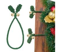 12PCS Christmas Wreaths Ties with Bell, Garland Banister Ties, Flexible Reusable Wreath Twist Tie Tie for Stairs Rail Decoration,Christmas Socks Fixing,Banner Home Decoration (Green)