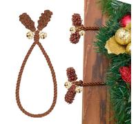 12PCS Christmas Wreaths Ties with Bell, Garland Banister Ties, Flexible Reusable Wreath Twist Tie Tie for Stairs Rail Decoration,Christmas Socks Fixing,Banner Home Decoration (Brown)