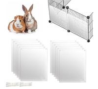 12pcs Clear Cage Edge Liner, 26x21cm Rabbit Cage Urine Protection, Pet Cage Inserts, Clear Cage Edge Liner with 100 Pieces Bundle Straps for Rabbit Guinea Pig Hamster Hedgehog Ferret