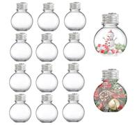 12pcs Clear Fillable Christmas Baubles 50ml Christmas Booze Balls Transparent Empty Baubles to Fill DIY Xmas Tree Balls Xmas Juice Container for Tree Decorations Wedding Party Crafts (Clear-B)