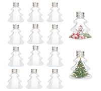 12pcs Clear Fillable Christmas Baubles 50ml Christmas Booze Balls Transparent Empty Baubles to Fill DIY Xmas Tree Balls Xmas Juice Container for Tree Decorations Wedding Party Crafts (Clear-A)