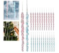 12pcs Clear Glass Icicle Christmas Tree Ornaments,Twisted Clear Glass Icicle Chr istmas Ornaments For Chris tmas Trees,Winter Decorations For Christmas Tree,Hanging Ornaments