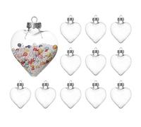 12pcs Clear Plastic Fillable Heart Shape Baubles Hanging Christmas Tree Decor 9x11 cm Party Supplies