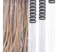 12PCS Clip in Hair Tinsel Set 19 6 Inch Fairy Wig Piece Sparkling Glitter Extensions Accessories for Women Girls Kids Festival Party Use