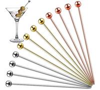 12PCS cocktail picks, 4.3 Inches Reusable Stainless Steel Cocktail Garnish Toothpicks Set,Fancy Metal Drink Skewers Garnish Swords Sticks for Martini Olives Appetizers Bloody Mary Brandied
