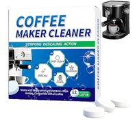 12PCS Coffee Machine cleaning and Descaling Tablets,Coffee Maker Pot Descaling & Cleaning Tabs,Removes Limescale, Enhances Coffee Taste,Extends Lifespan,Safe for All Types of Coffee machines