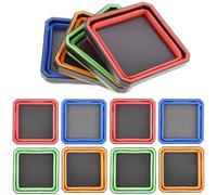 12Pcs Collapsible Magnetic Parts Tray Set Silicone Magnetic Tool Tray Set Foldable Multi-Color Magnetic Screw Storage Tray Square Tray Organizer 4.49×0.75inch for Screw Bolt Nut Washer