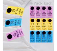 12PCS Color-Coded Bed Sheet Organizer Bands & Labels - Effortlessly Organize Queen/King/Full Sheets with Snap-On Tags for Easy Bed Making & Storage!