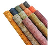 12pcs Colored Cork Fabric Sheets, Cork Faux Leather 8" x 12"(20cm x 30cm), Soft Cork Ribbon Fabric for Sewing Pouches, Coins,Purses, Wallets, Notebook, and Other DIY Crafts