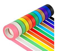 12PCS Colored Masking Tape, Kids Art Supplies Colored Tape, DIY Craft Tape, Colored Tape Rolls, Colored Painters Tape（1.7cm X 12m）