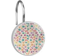 12Pcs Colored Paw Shower Curtain Hooks Rustproof Stainless Steel Decorative Shower Rings Hanger for Living Room Bedroom Bathroom Decor