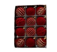 12Pcs Colorful Baubles Holiday Charm Stylish Velvets Painted Ornament Set For Christmas Tree And Wedding Decoration Seasonal Tree Embellishments