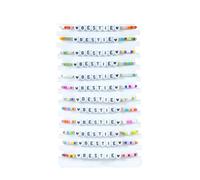 12Pcs Colorful BESTIE Friendship Beaded Bracelets Set Bohemia Rainbow BFF Inspirational Stackable Stretch Bracelets for Women Summer Beach Y2k Preppy Jewelry Party Favors Friends Gifts, Medium, Resin