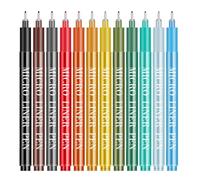 12Pcs Colorful Fine Liner Pen Waterproof Colored Drawing Pen 0.5MM Needle Tip for Artists Sketching Engineering Drawing Multicolor