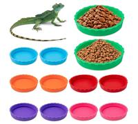 12PCS Colorful Silicone Gecko Feeding Cups, Reusable Reptile Food and Water Dish with 2 Storage Boxes, Crested Gecko Tank Accessories for Tortoise, Crab, and Reptile (2.8 Inch, 6 Colors)