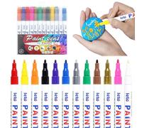 12Pcs Colors Paint Pens Paint Markers Set, Waterproof Pen Permanent Marker Pens Set Quick Dry Fade Resistant, Touch Up Paint Pen, Redacting Pens, Set for Plastic, Canvas, Rocks Painting, Wood, Fabric