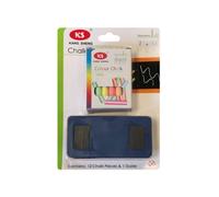 12Pcs Coloured Chalk Sticks And 1Pcs Duster