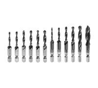 12pcs Combination Drill and Tap Bit Set, SAE 6-32NC to 1/4-20NC Metric M3 to M10 Thread 1/4" Hex Shank, TiCN Coated Threading Screw Taps Spiral Flute Drilling Tapping, HSS6542