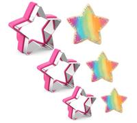 12Pcs Cookie Cutter Set with Handles, Biscuit Cutter for Heart, Flower, Round, Star Shapes