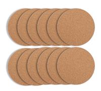 12Pcs Cork Plant Coasters, 4" Self-Adhesive Coasters for Drinks, Natural Brown Cork Coaster for Drinks in Office, Home, or Cottage