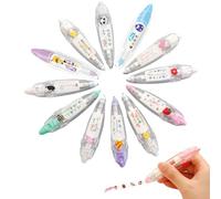 12Pcs Correction Tape Pen, DIY Lace Decorative Tape Pen, Creative Cartoon Pattern Scrapbooking Stickers Diary Decor for Kid Adult Gifting and Card Decorative Pens for Kids