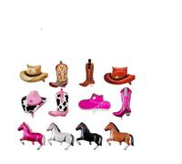 12pcs Cowboy Foil Balloons,Aluminum Horse Shape Balloons Hat Boot Shape Balloon Westeren Cowboy Cowgirl Themed Balloon for Birthday Baby Shower Wild West Party Decorations