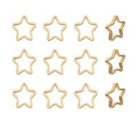 12pcs Creative Key Ring Keychain Star Shape Golden Metal Flat Split Key Holder Chains Rings Crafts DIY for Home Car Tag Office Organization Lanyards Keys Attachment Gift