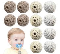 12Pcs Crochet Beads, Wooden Knitting 20mm Beads with Hole, Round Crochet Balls Decorations, Necklaces and Bracelets, 20mm, Wood, Wooden for Crafts, Wood