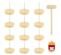12PCS Crochet Doll Stand, Single Needle Wooden Knitted Doll Display Stand With Fixing Hammer, Steel Needle Positive Crochet Doll Figures Holder Felting Animal Toy Wooden Base for Knitted Doll Display