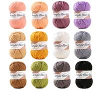 12PCS Crochet Yarn 25g Each,Acrylic Knitting Wool - Multi-Color Yarn for Crochet Kits, Beginners & Adults Craft Projects (Scarves, Amigurumi, Granny Squares, Pompoms)