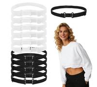 12PCS Crop Tuck Band Elastic Crop Top Band Basic Band Tuck Clothes Sweater Cropper Tool Belly Leaking Tucking Belt Crop Tuck Adjustable Band for Women Change The Style of Your Tops (Black,White)