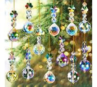 12Pcs Crystal Christmas Tree Decorations,Christmas Hanging Ornaments,Xmas Tree Decoration Set,Iridescent Glass Ball Drop Ornament For Home,Wedding Party Decor