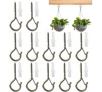 12Pcs Cup Hooks Screw in Hooks Q-Hanger Hooks with Safety Buckle Silver Screw Hooks for Outdoor String Fairy Lights Metal Ceiling Hooks for Hanging Plants Cups Birdcage Feeders Wind Chimes Kitchenware